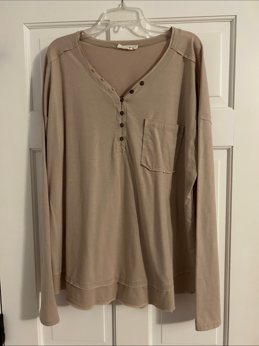Women's Long-Sleeve Top in Taupe, size large, worn once, perfect condition